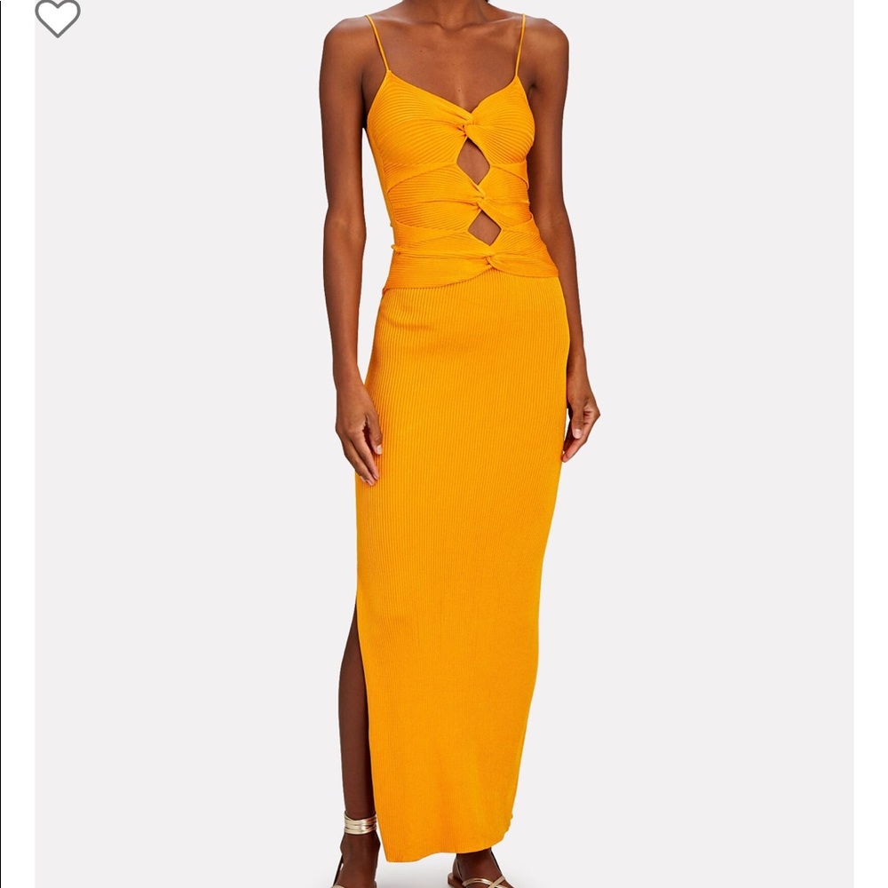 Cult Gaia Honey Cut-Out Rib Knit Maxi Dress in Marigold size M